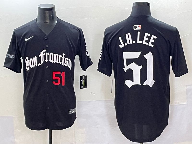 Men 2025 San Francisco Giants #51 J.H.Lee Black Five generations Joint Name Nike MLB Jersey style 45->san francisco giants->MLB Jersey